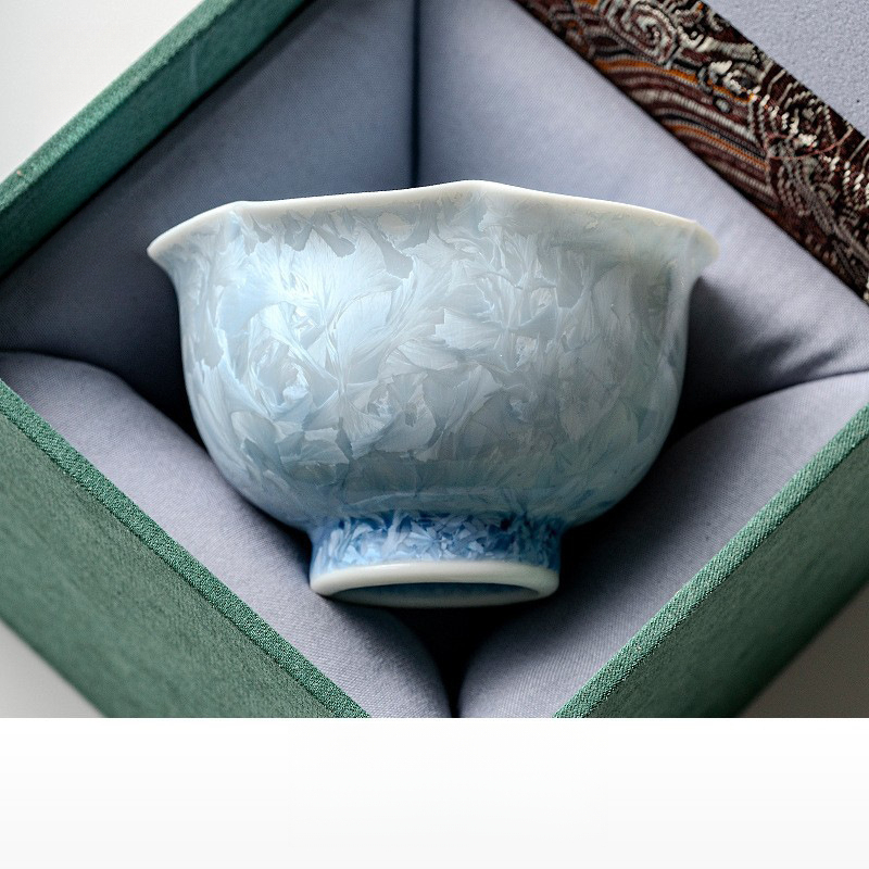 結晶釉窯變花口主人杯單杯