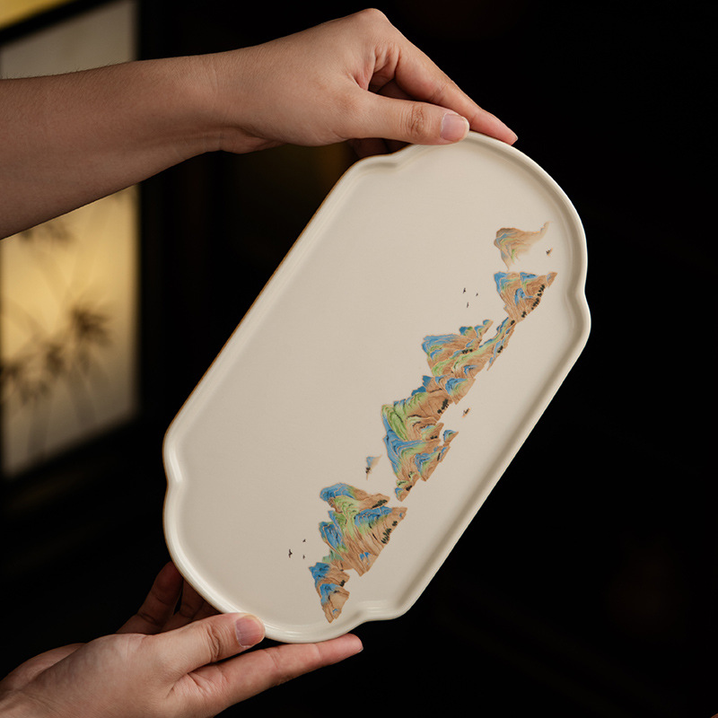 千里江山汝窯托盤