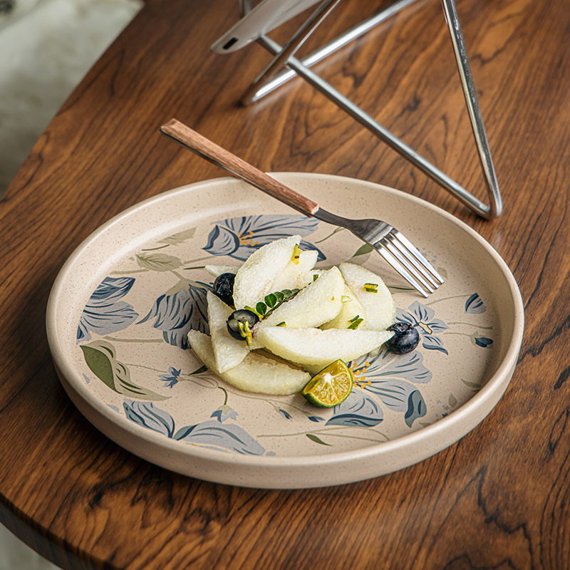 8.5英寸陶瓷風雨蘭平底圓餐盤