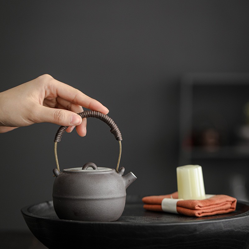 粗陶捂灰清歡提梁壺