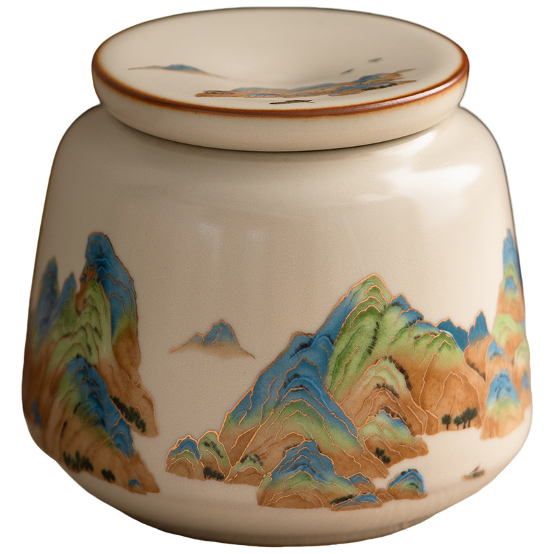 汝窯千裡江山茶葉罐