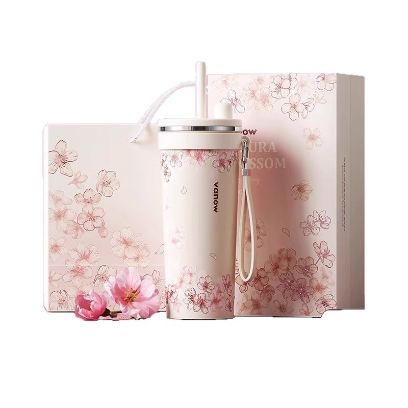 櫻色雪吸管保溫杯