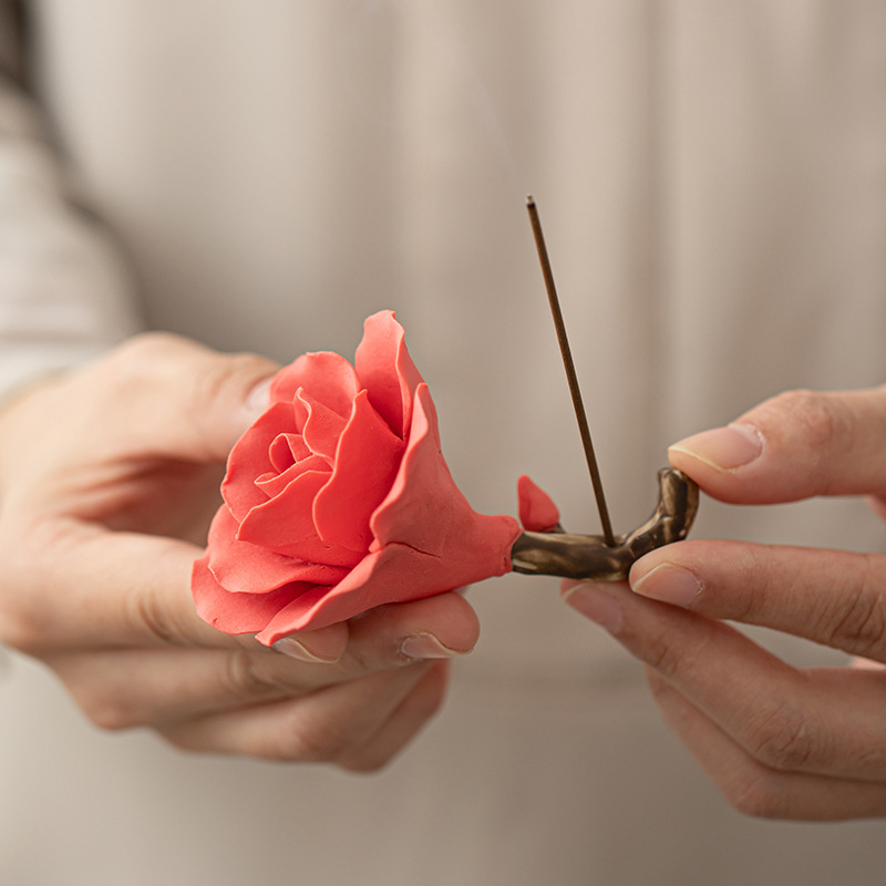 玫瑰花陶瓷線香香插