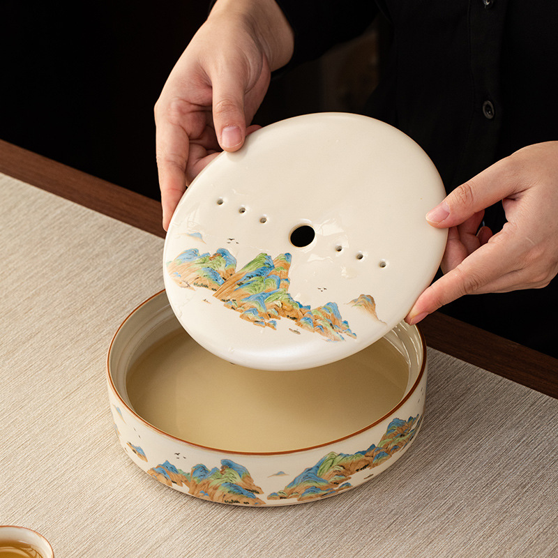 汝窯千裡江山幹泡盤