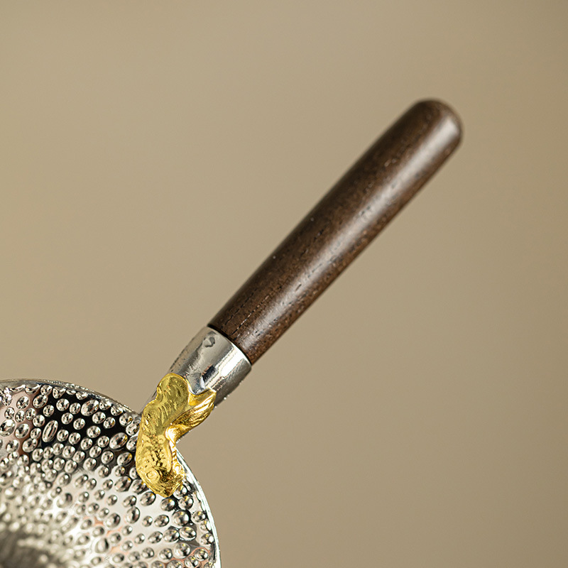 手工錘紋鎏銀小金魚茶濾
