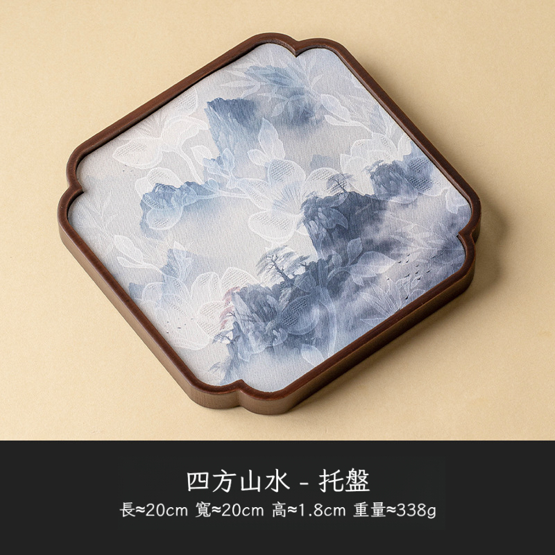 雲紗竹製花瓣茶托盤