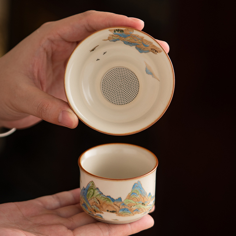 汝窯千裡江山茶漏