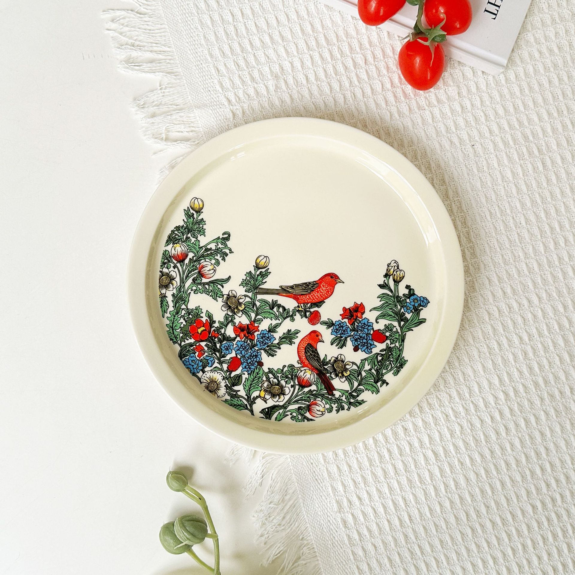 復古花卉8英吋陶瓷湯盤