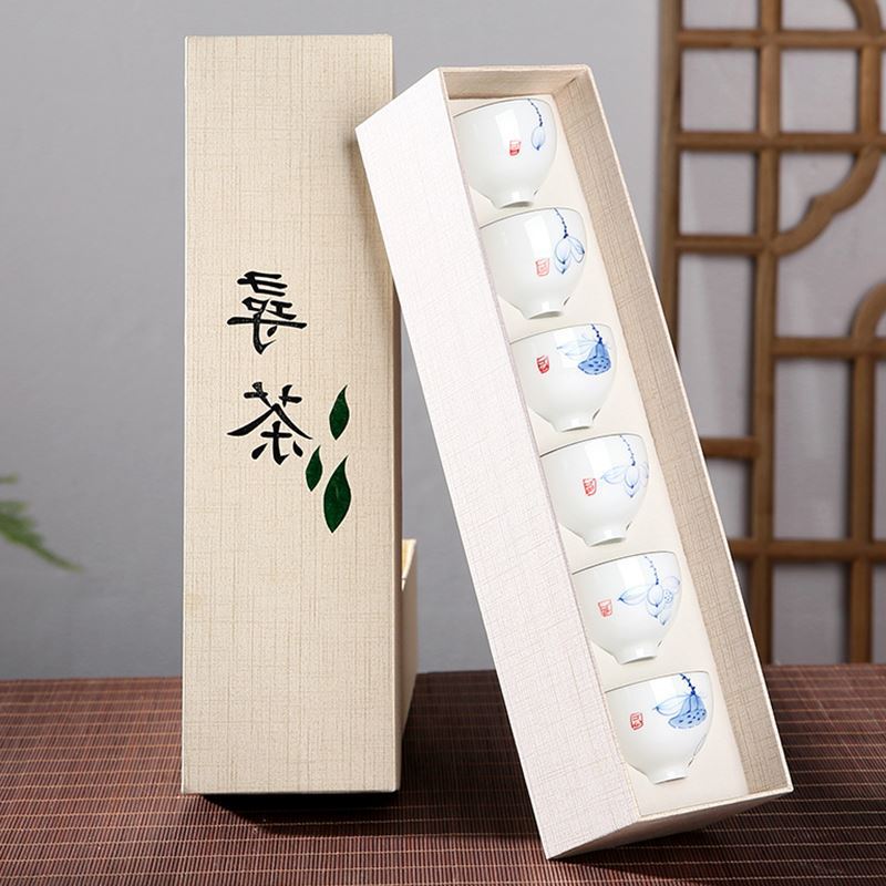 手繪白瓷茶杯套裝