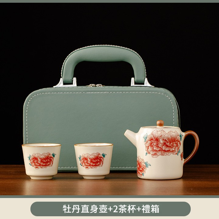汝窯牡丹花茶具套裝