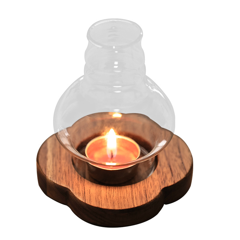 海棠柚木復古燭臺