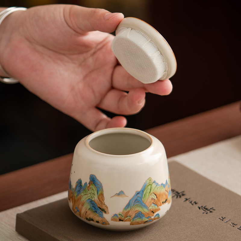 汝窯千裡江山茶葉罐