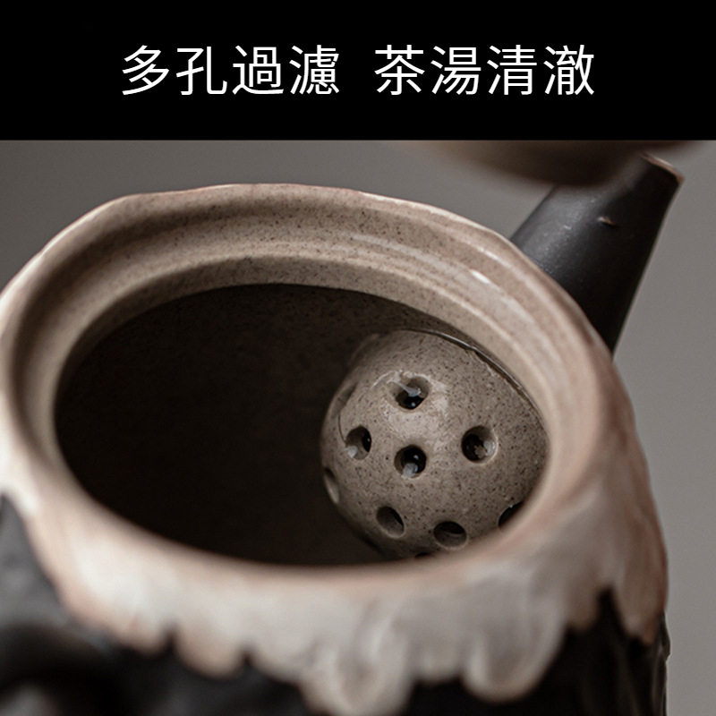 侘寂風粗陶蓮香正把壺