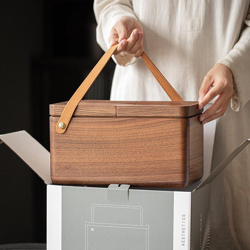 胡桃木差距收納箱