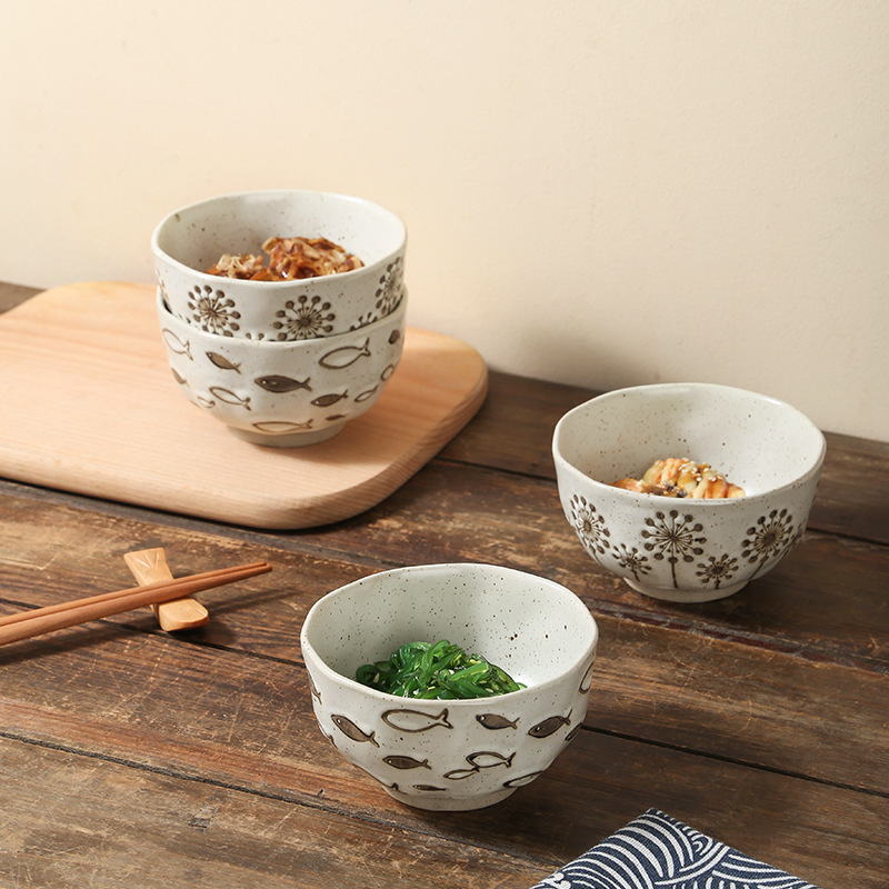 日式粗陶復古碗