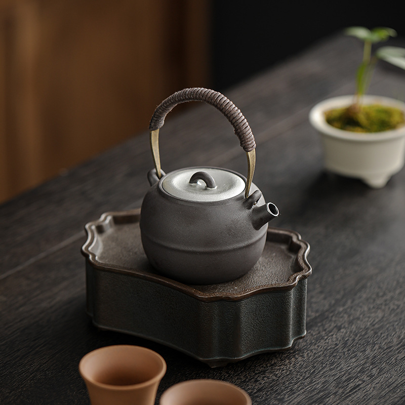粗陶捂灰清歡提梁壺