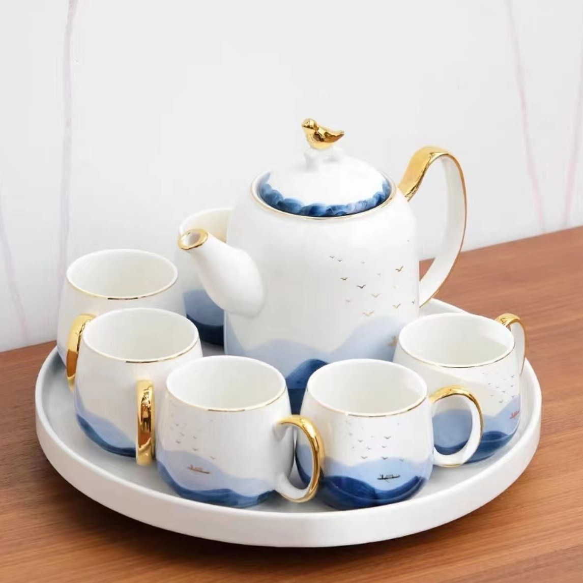 水墨陶瓷涼水杯