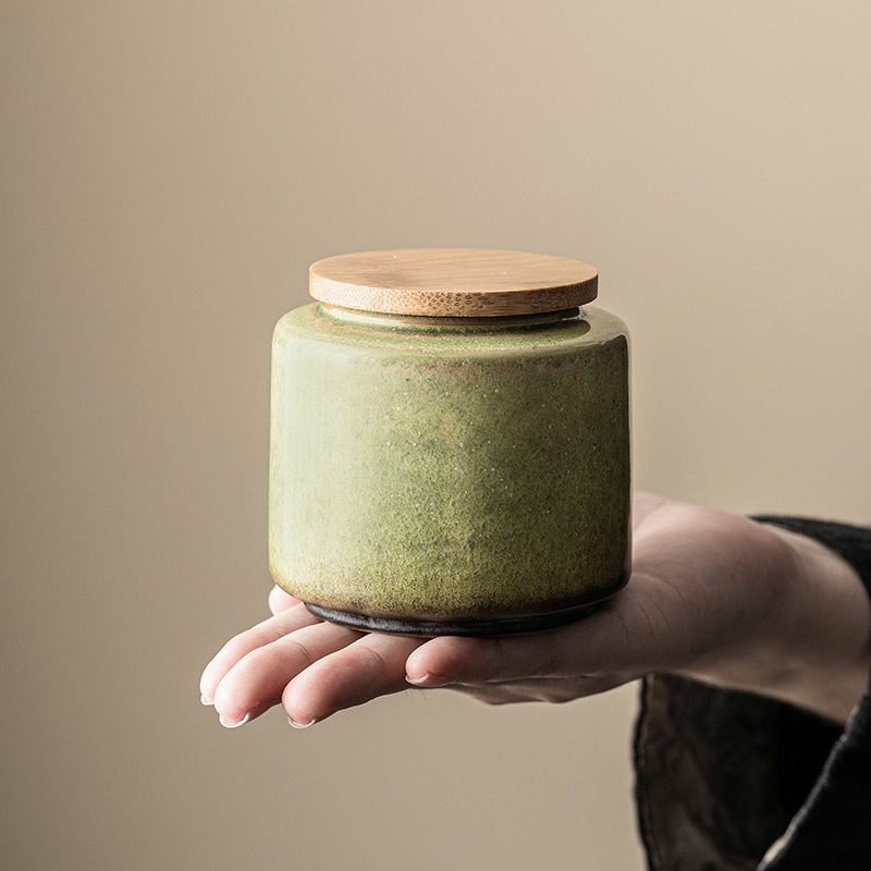 窯變星空綠復古茶葉罐