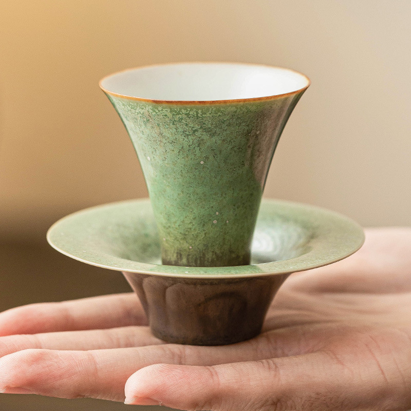 窯變碧綠星空套杯