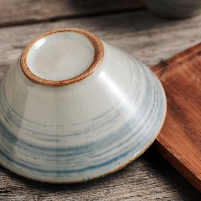 日式青雲手繪陶瓷5英吋斗笠碗