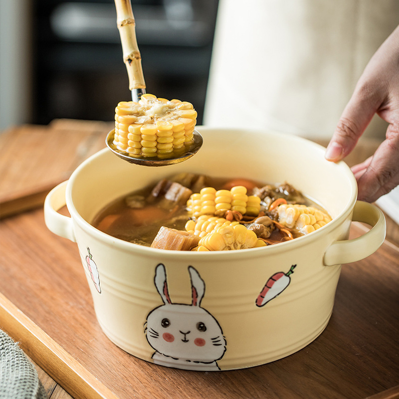 日式創意雙耳大湯碗