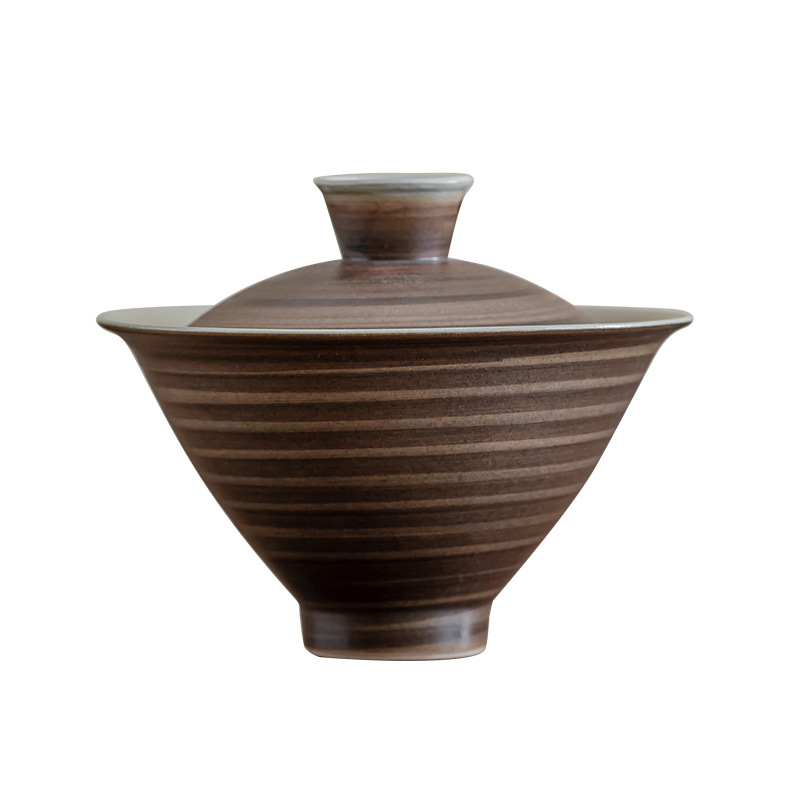 粉引二才斗笠蓋碗