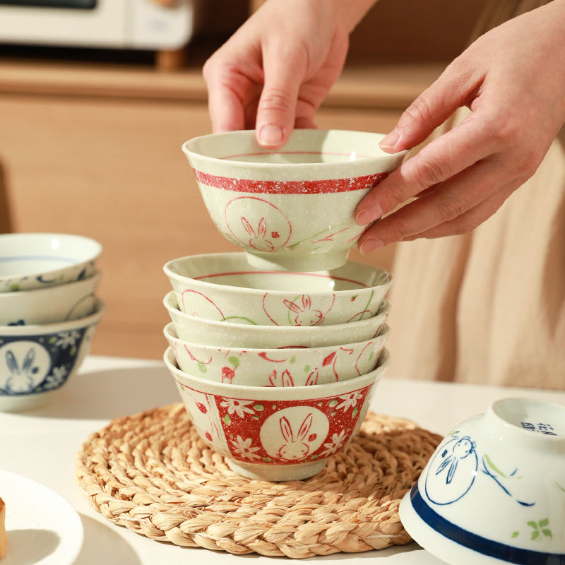 日式創意玉兔陶瓷米飯碗