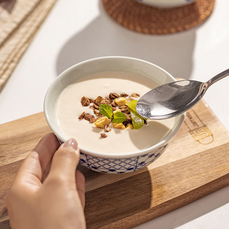 日式家用釉下彩復古斗笠碗米飯碗