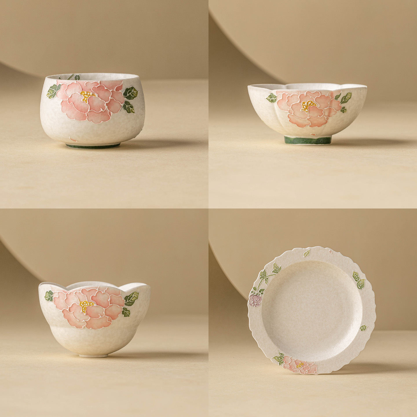 牡丹堆雕茶盞茶杯