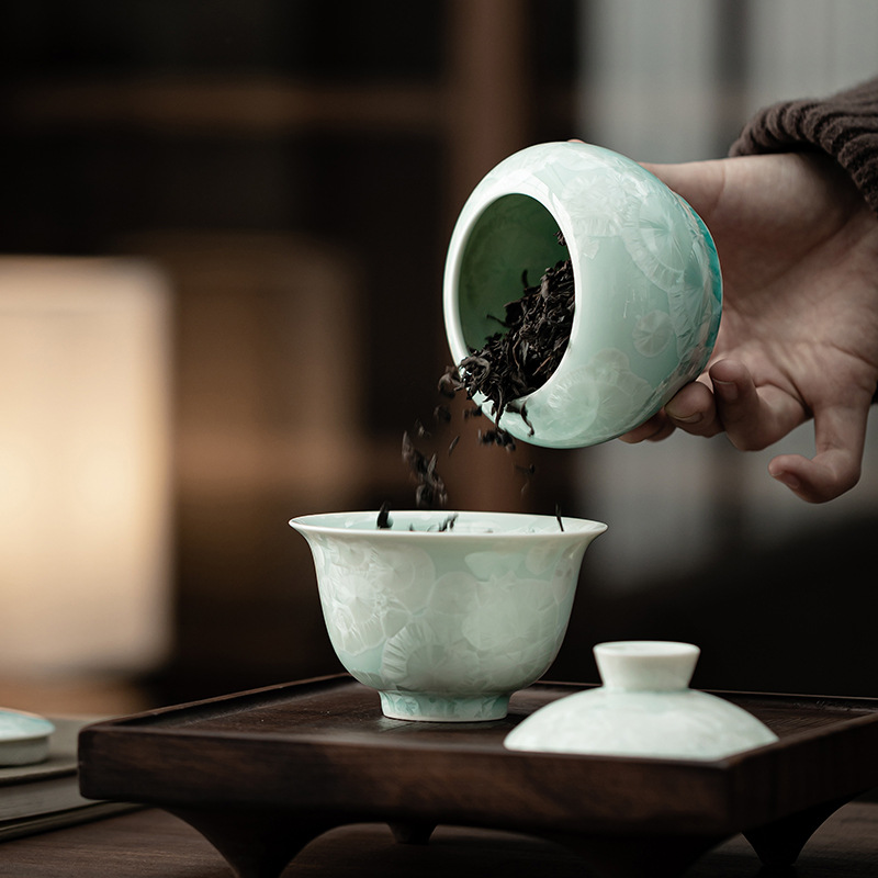 冰晶青綠圓肚茶葉罐