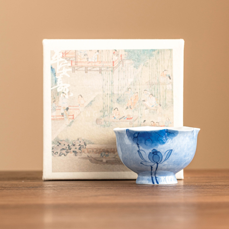 藍蓮花花蕾茶杯