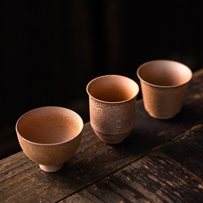 手工粗陶復古茶杯