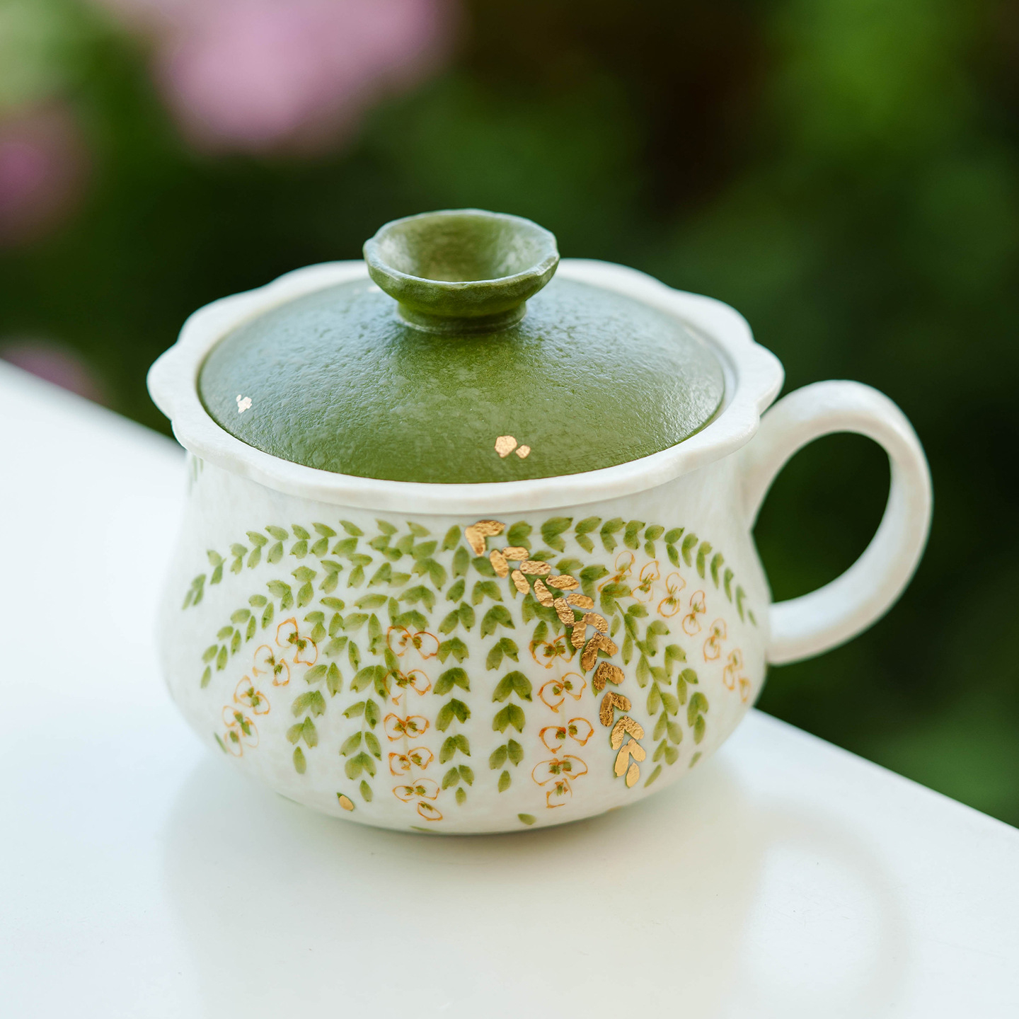 灑金紫藤花茶杯