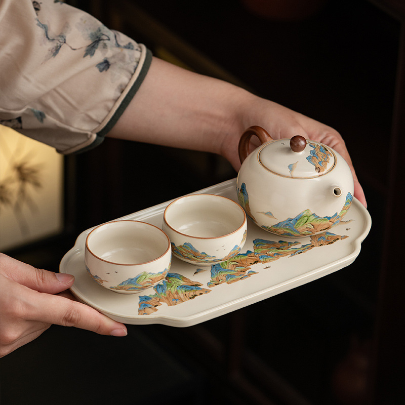 千里江山汝窯托盤