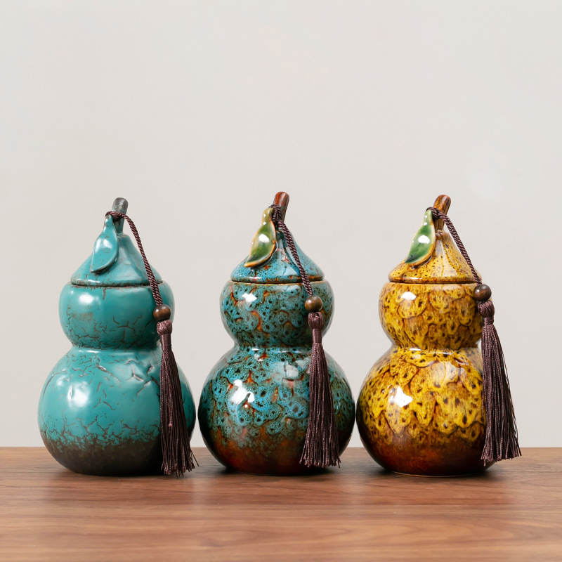 窯變陶瓷葫蘆茶葉罐