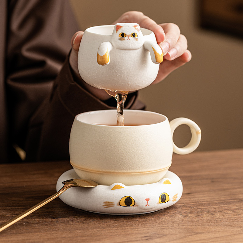 趴趴黃貓帶蓋馬克杯