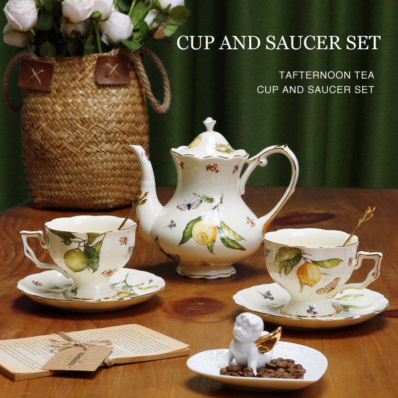 歐式田園風陶瓷咖啡杯碟