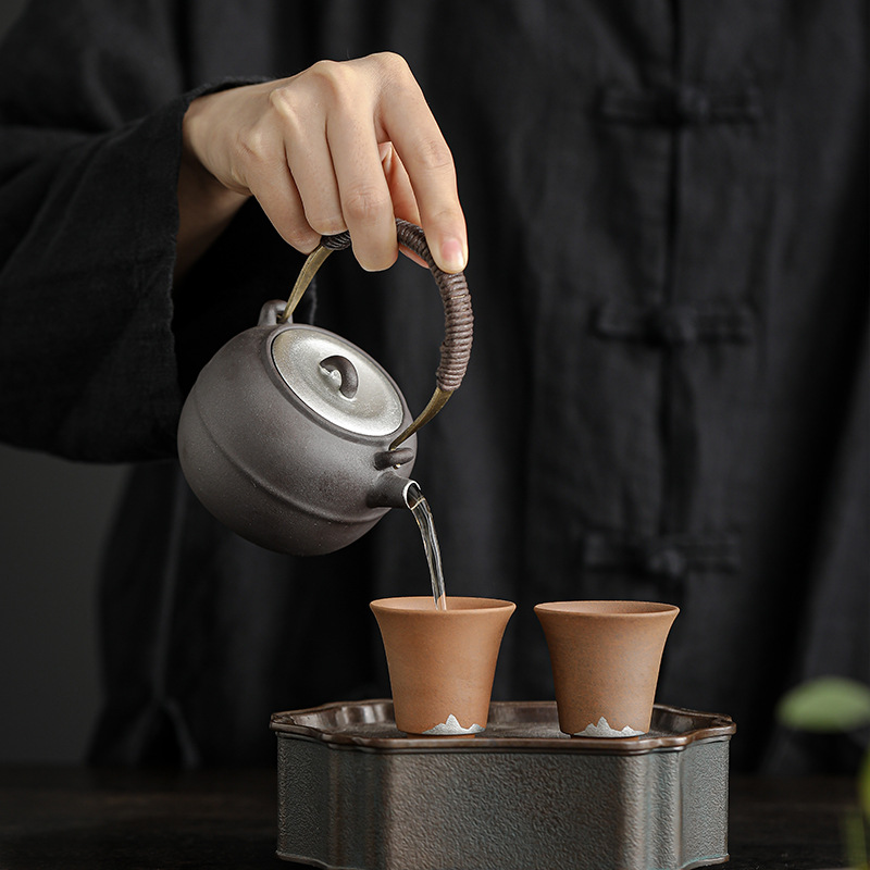粗陶捂灰清歡提梁壺