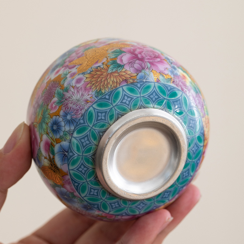 琺瑯彩鎏銀萬花主人杯