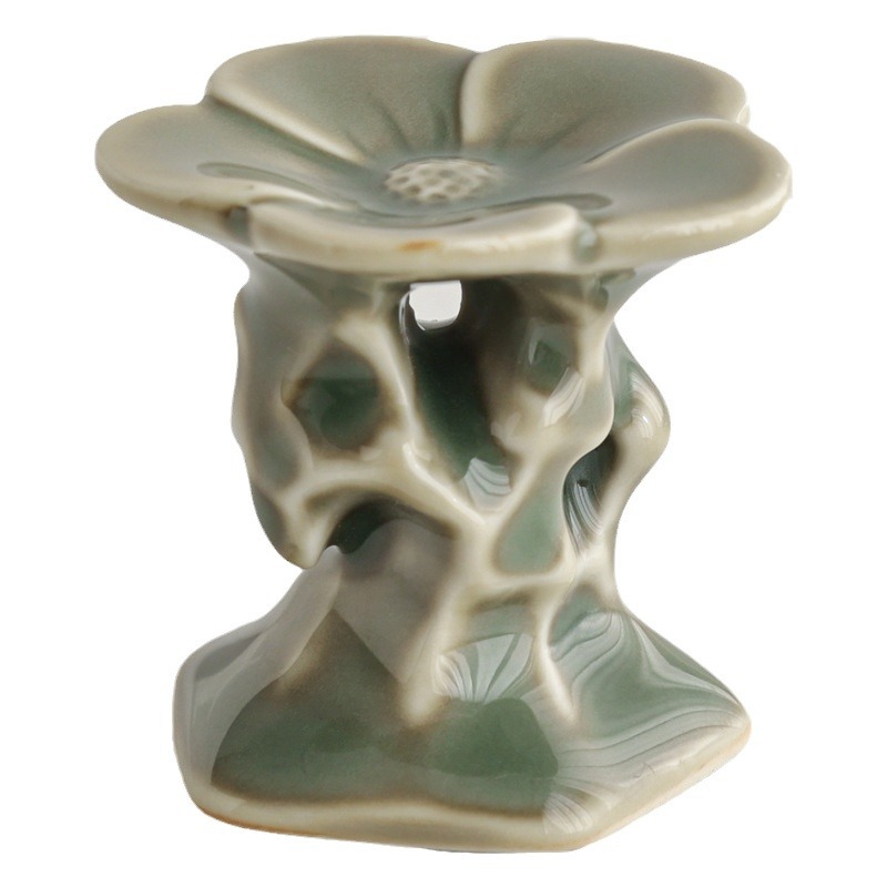 越窯青瓷石上花蓋置