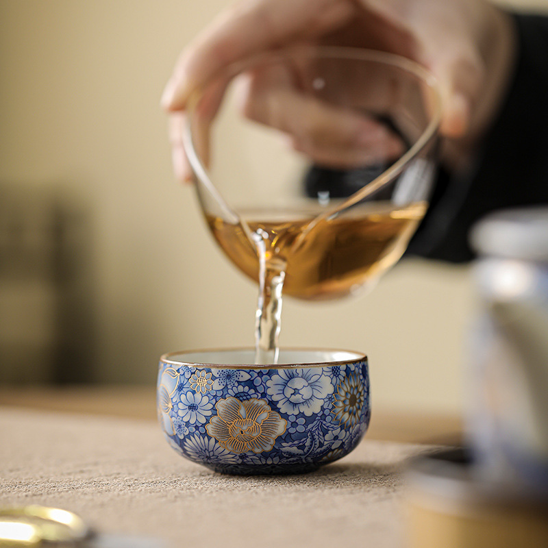 幾歡 繁花金絲汝窯茶杯