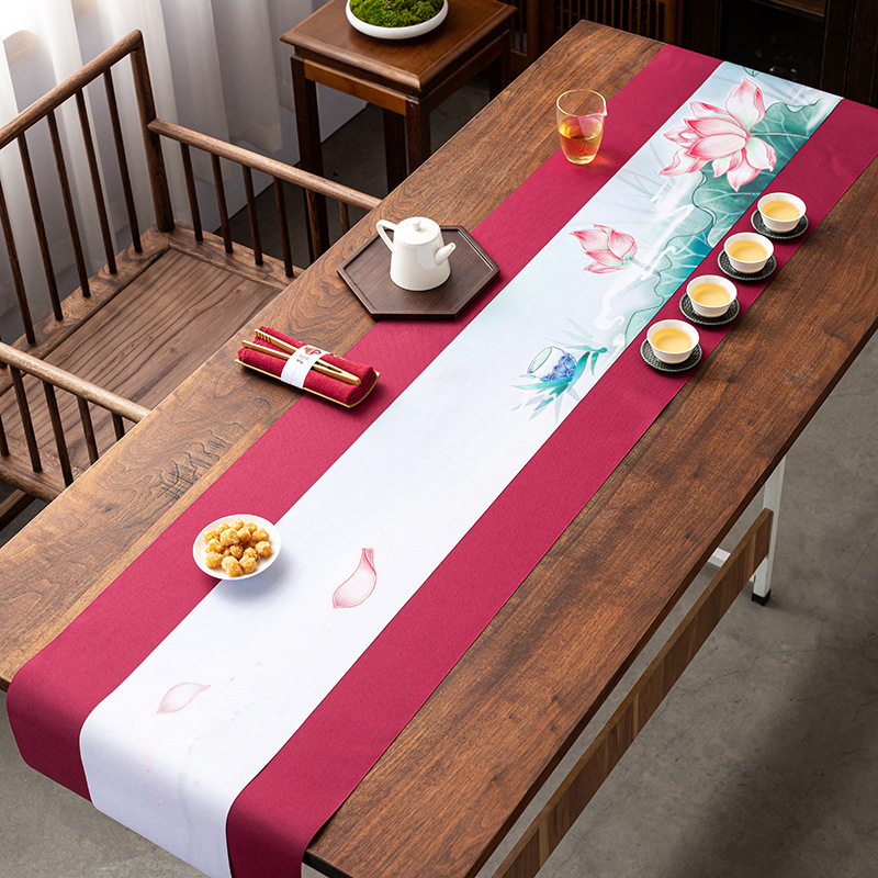 茶桌席墊禪意防水布藝茶巾桌旗墊