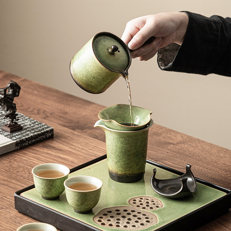 窯變星空翠綠復古公道杯