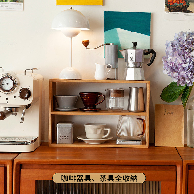 實木日式兩層杯架桌面置物架