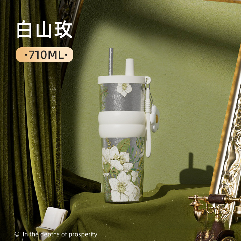 海棠花輕奢純鈦保溫杯