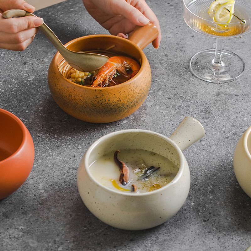 日式粗瓷把手奶鍋