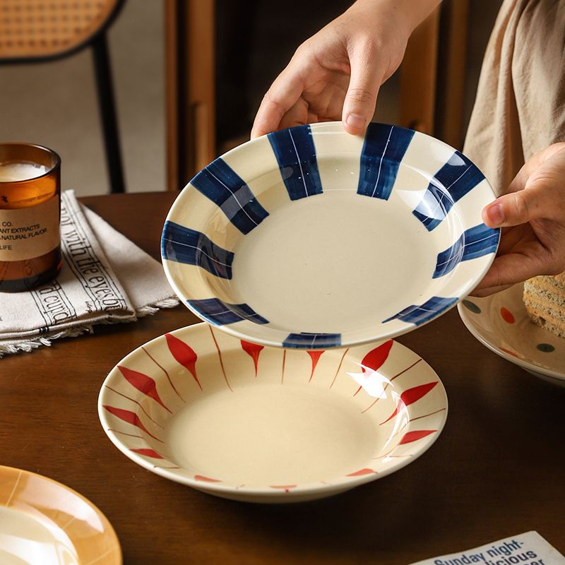 日式深盤釉下彩手繪系列餐具