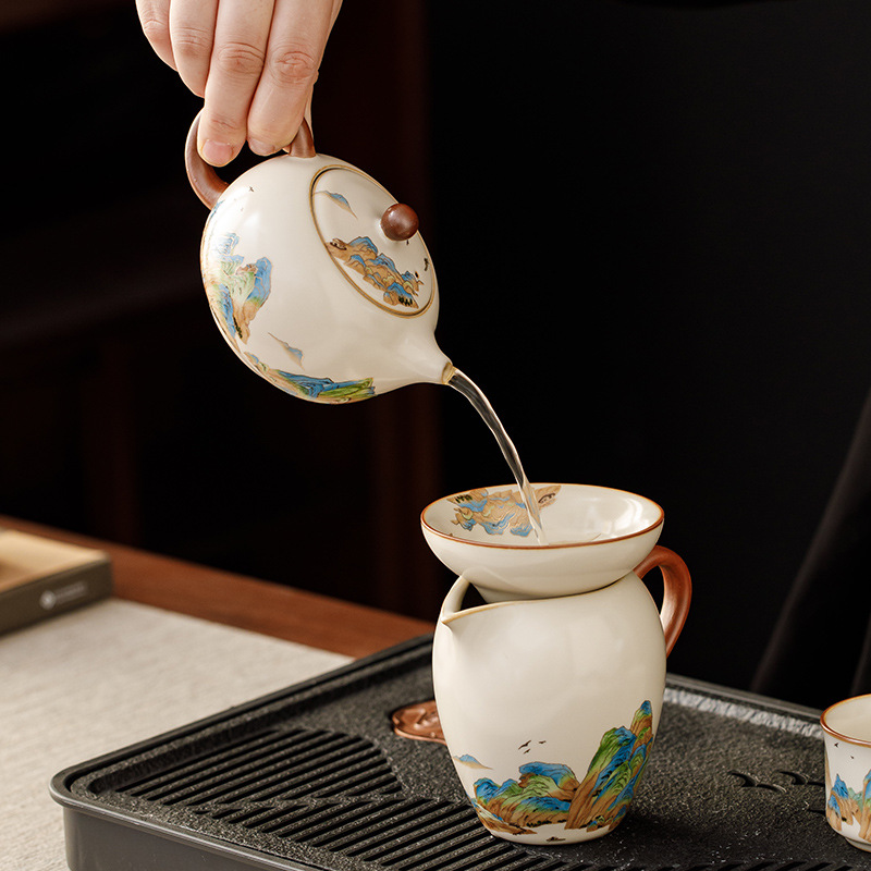 汝窯千裡江山家用茶具套裝