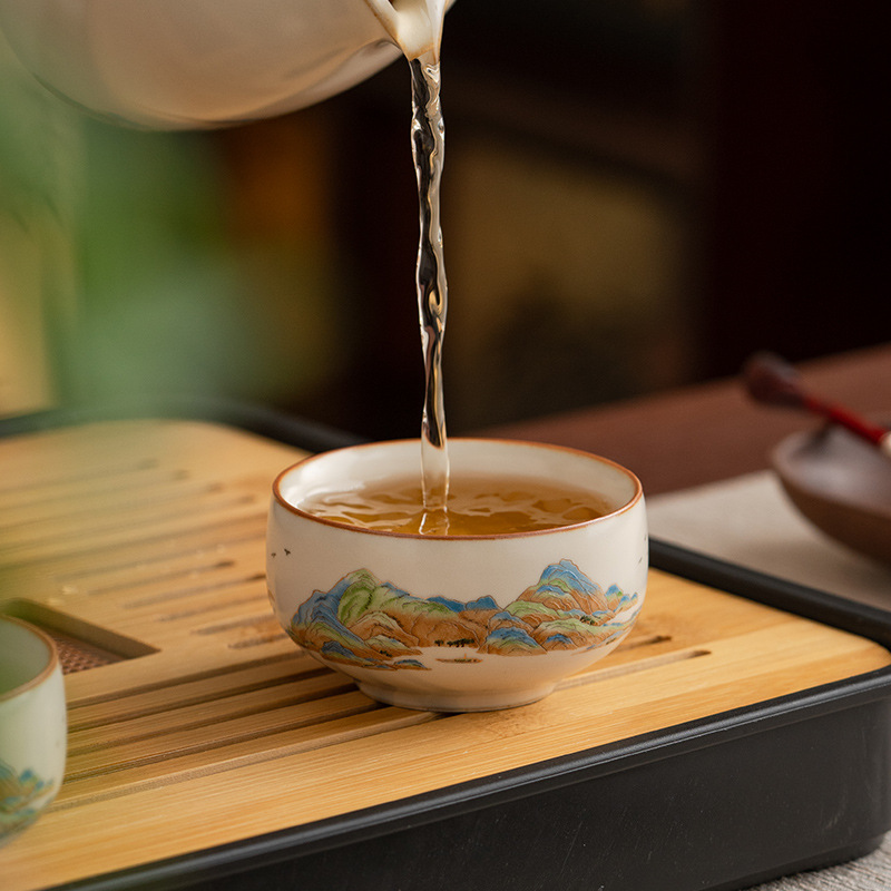 汝窯千裡江山小圓杯