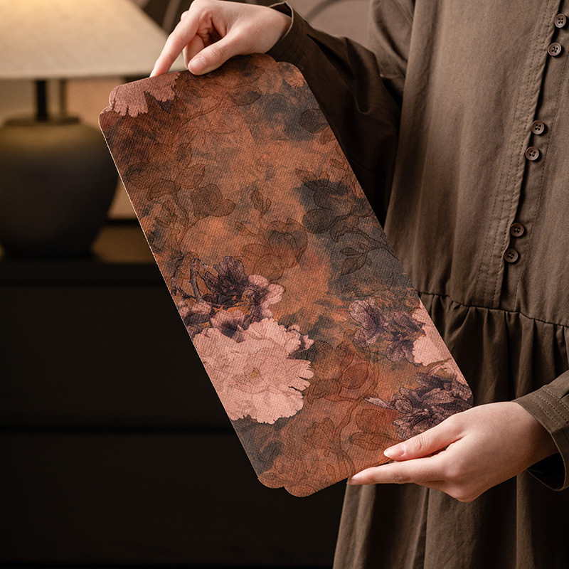 香雲紗牡丹圖長方防水茶席桌墊